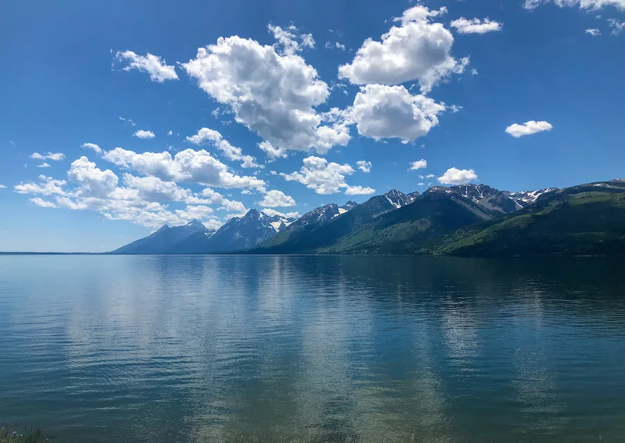 View of mountains, sky and lake at Grand Teton National Park