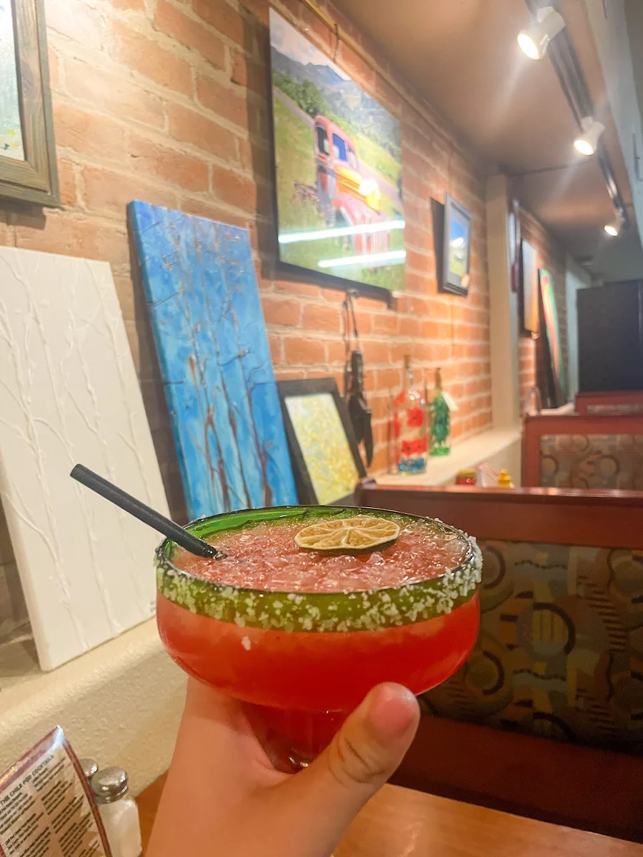 Strawberry Margarita from the Chili Pod Restaurant in Farmington, New Mexico
