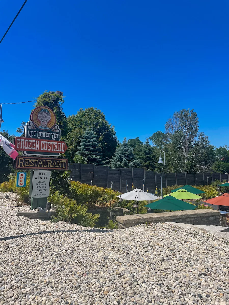 Entrance sign for Not Licked Yet in Door County, Wisconsin