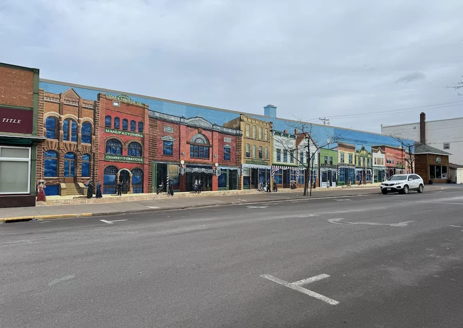 Mural of multiple buildings in Ashland Wisconsin - Wisconsin Weekend Getaway