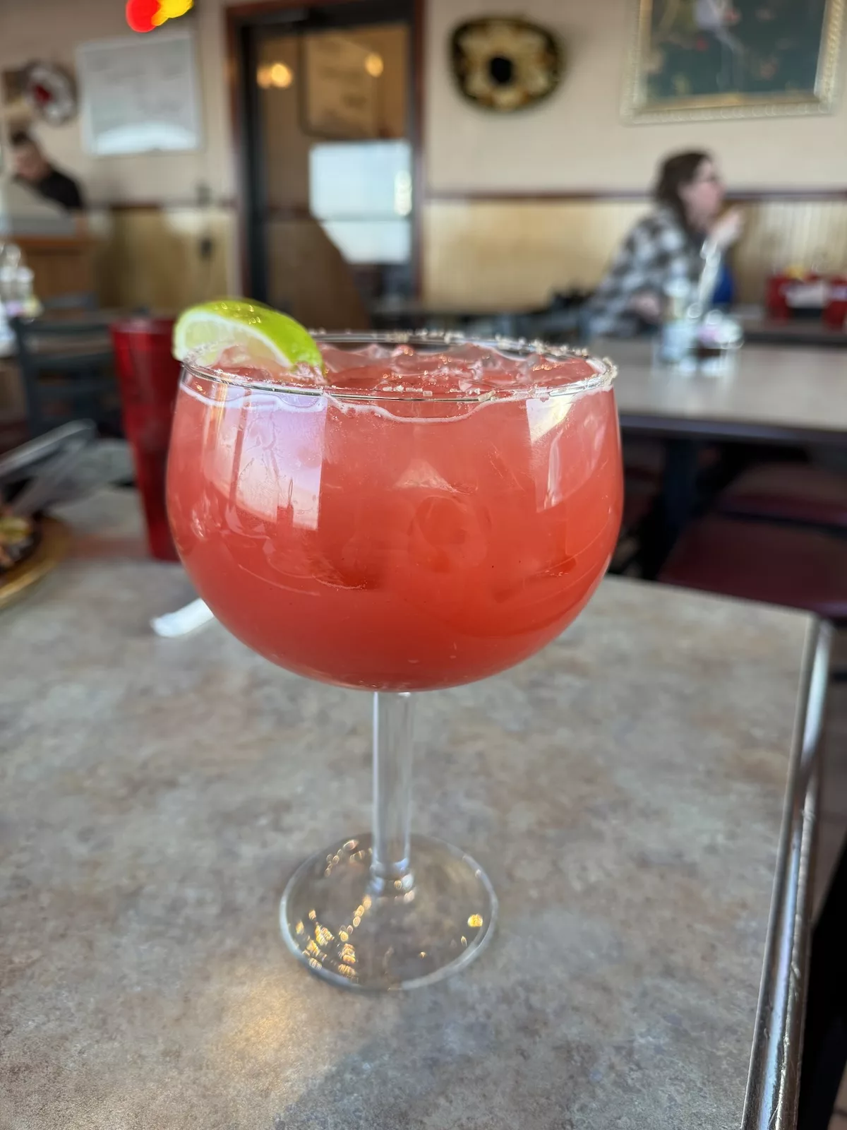 Jumbo strawberry margarita from El Tarasco, Ashland, WI