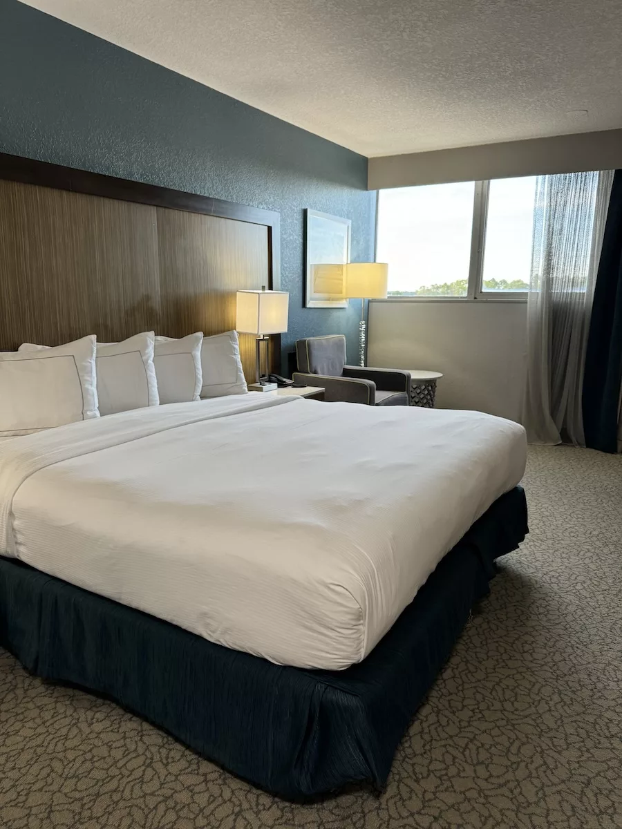 View of king bedroom at the DoubleTree Jacksonville Airport