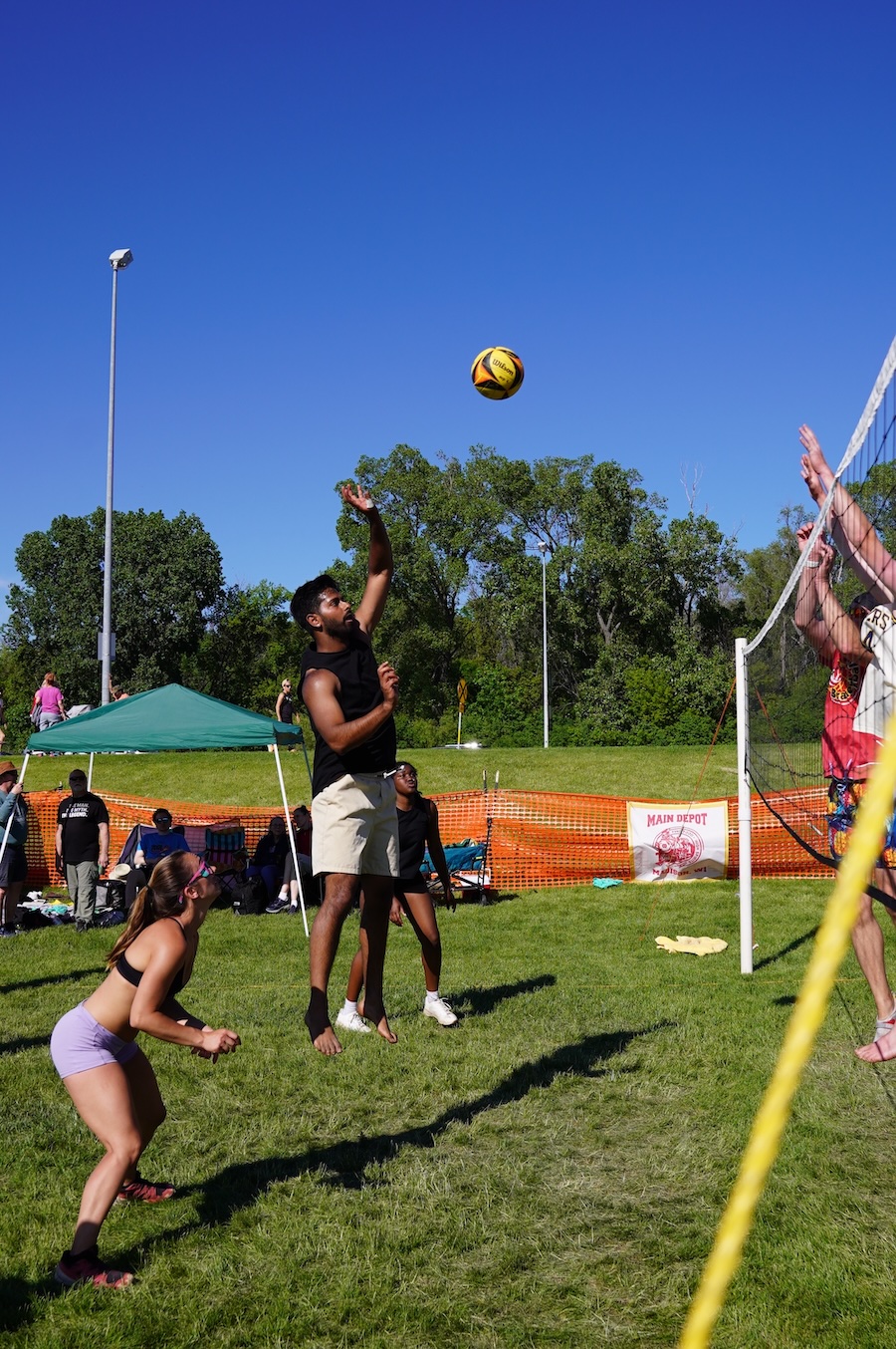 Image of people playing Brattyball at Brat Fest in Madison, WI