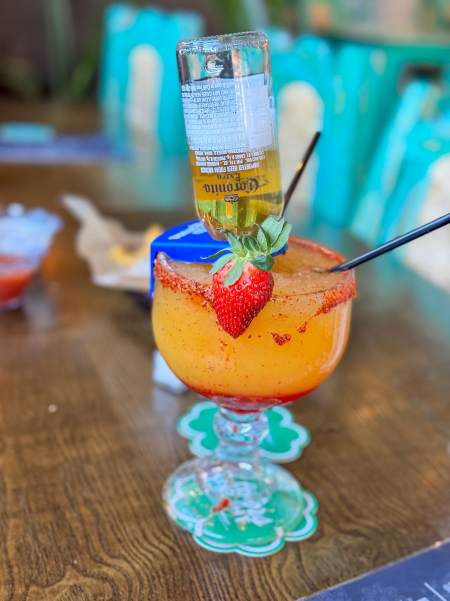 Image of a margarita with a corona topper at Kiko's Mexican Restaurant in Grand Island, Nebraska.